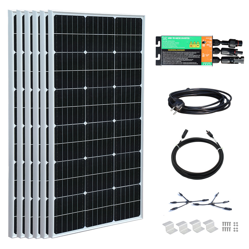[Pack] Centrale électrique pour balcon Kit complet 600/800 watts avec 1 ou  2 panneaux solaires + support + câble Schuko + Wifi
