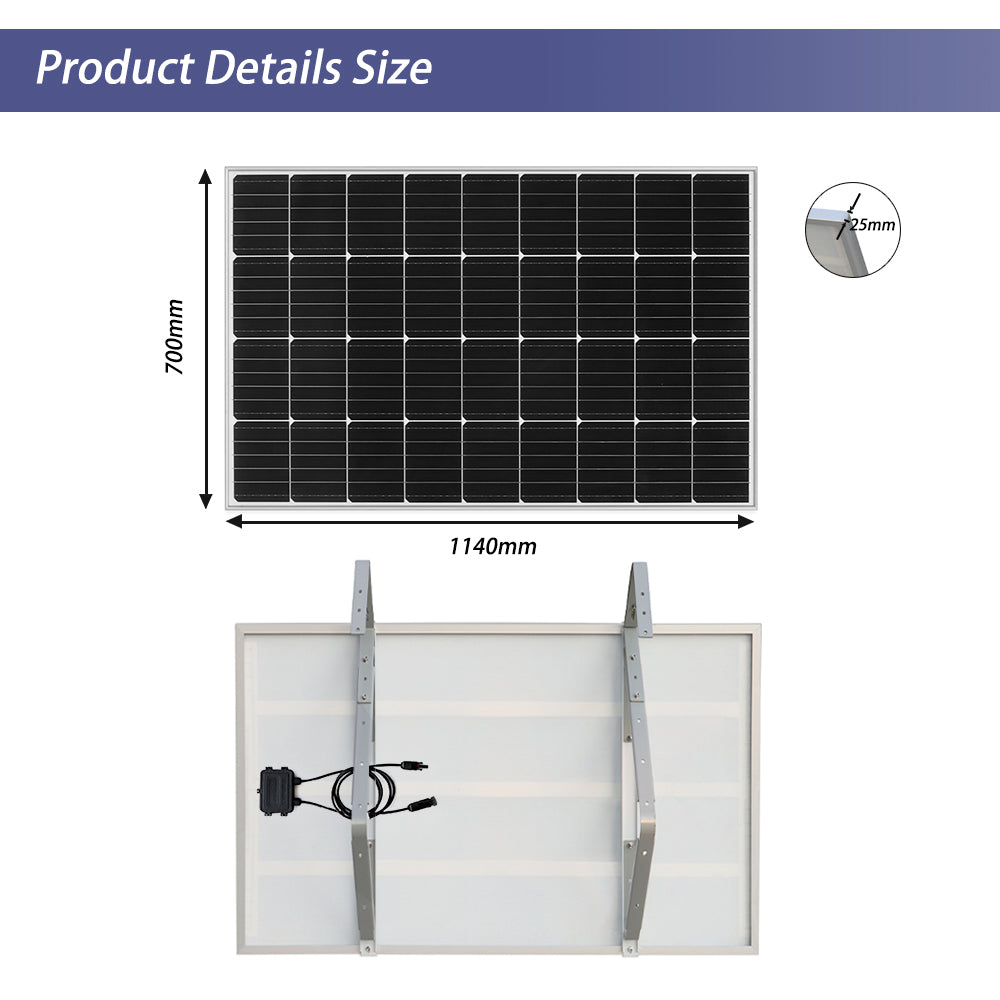 Panel solar Xinpuguang de 150 vatios y 12 voltios con soporte de montaje
