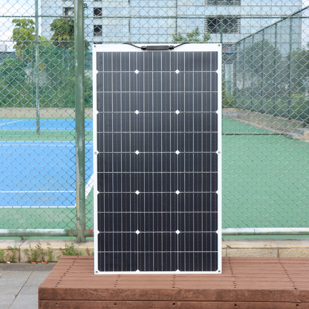  XINPUGUANG Panel solar flexible de 100 W, 12 V, kit solar  monocristalino, módulo de peso alto, controlador de carga de 10 A, cable de  extensión para RV, barco, cabina, coche (100W-1) 